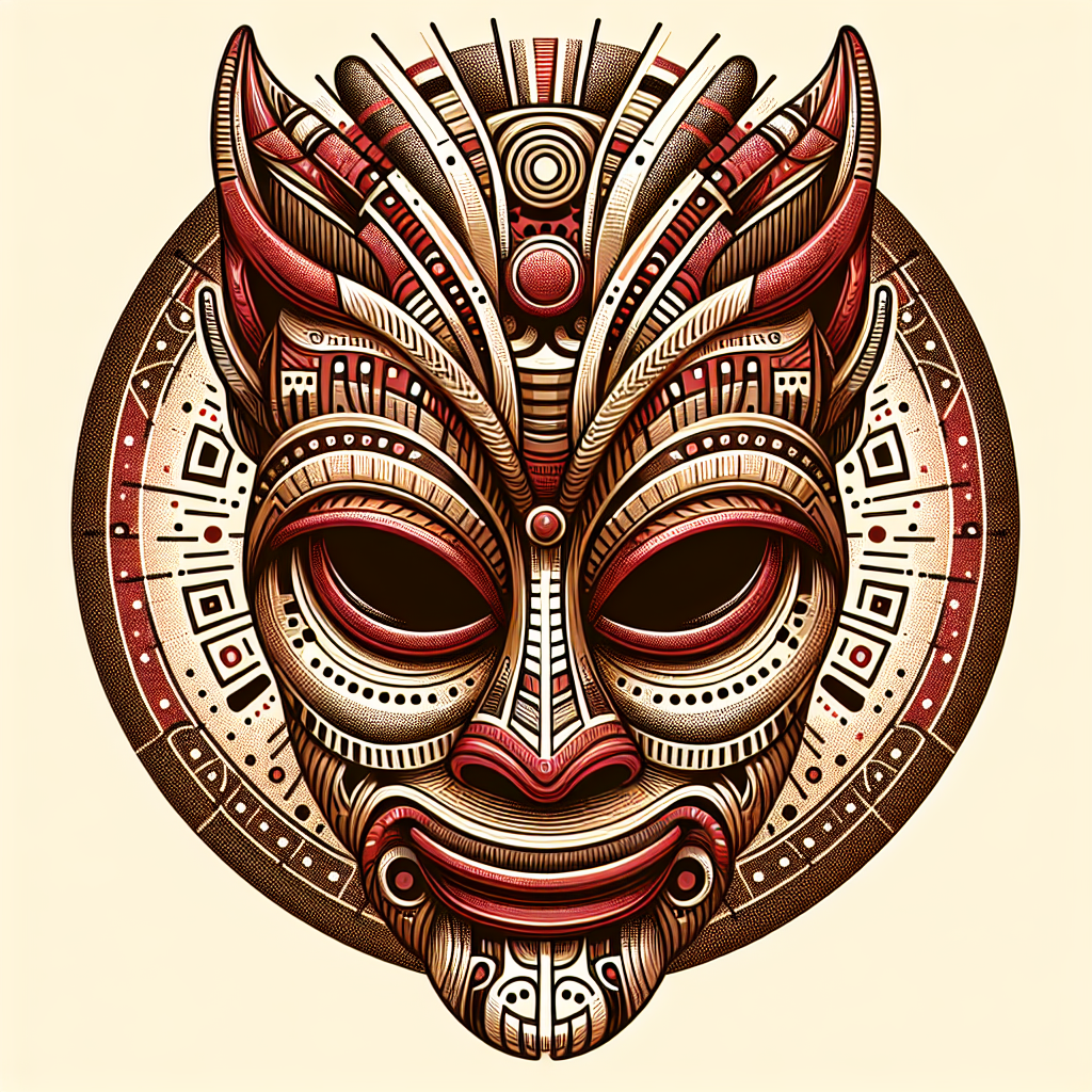 Colorful African tribal masks representing different cultural meanings