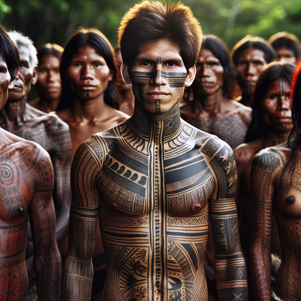 Traditional tribal tattoos from various Amazonian tribes