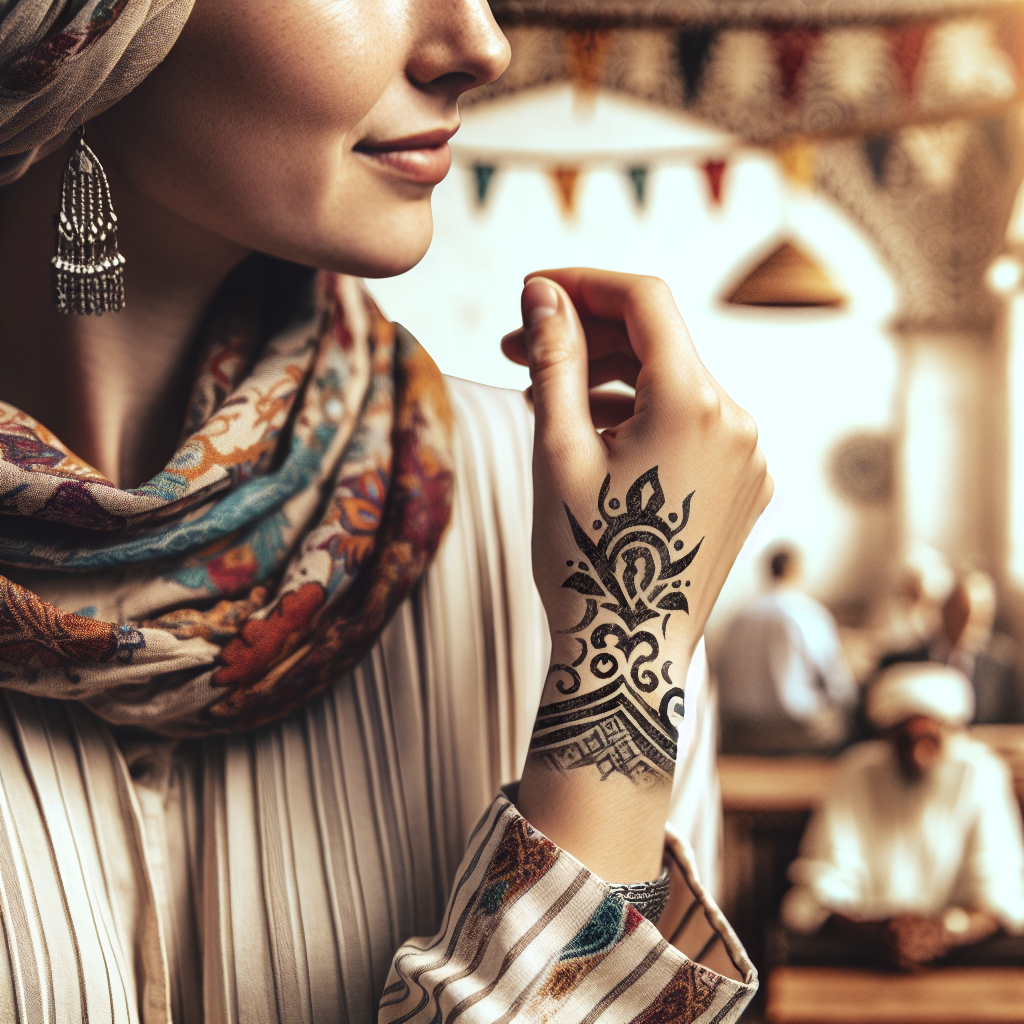 A striking image of a tribal tattoo on a woman