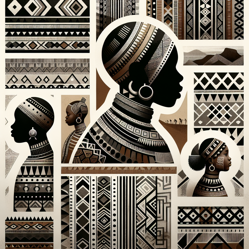 Ndebele body art with vibrant geometric patterns