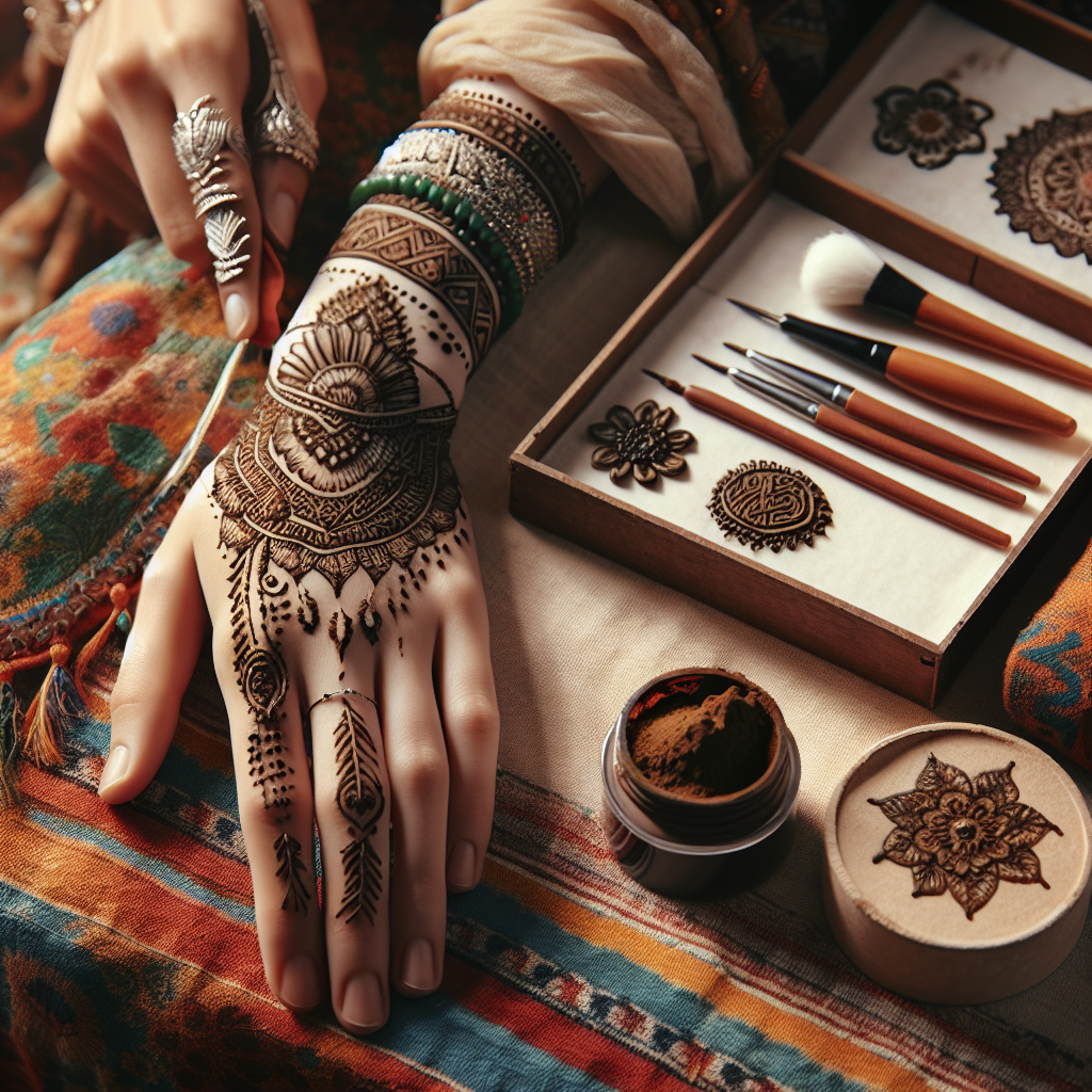 Beginner practicing easy henna designs