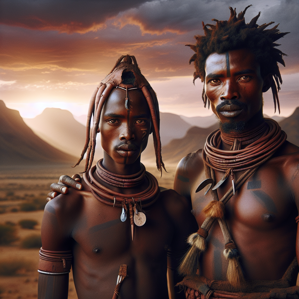 Traditional Himba woman with jewelry in Namibia