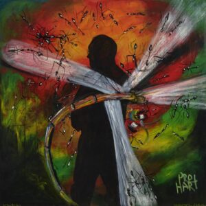 Dolet Malalu painting showing silhouetted figure with ants, inspired by Congolese Kongo tribal spirit traditions