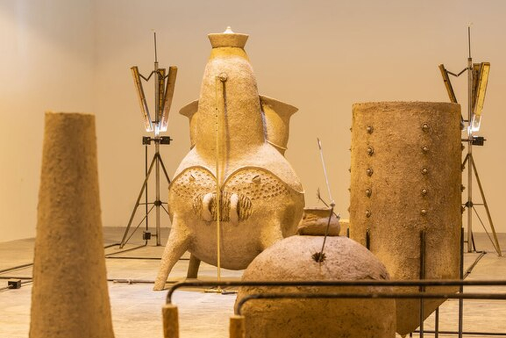 Gabriel Chaile monumental clay installation inspired by Argentine indigenous Diaguita ceramic traditions