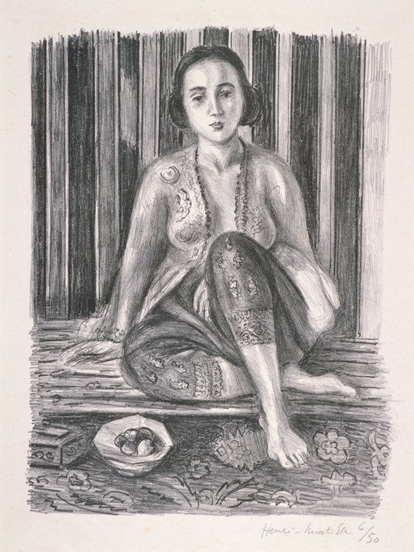 Matisse painted portrait alongside an authentic Fang mask from Gabon