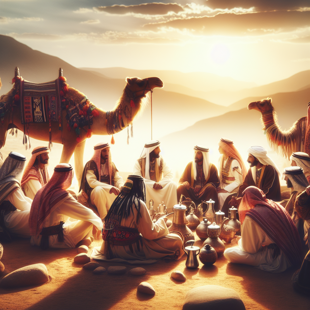 Bedouin hospitality showcasing traditional tents and welcoming guests