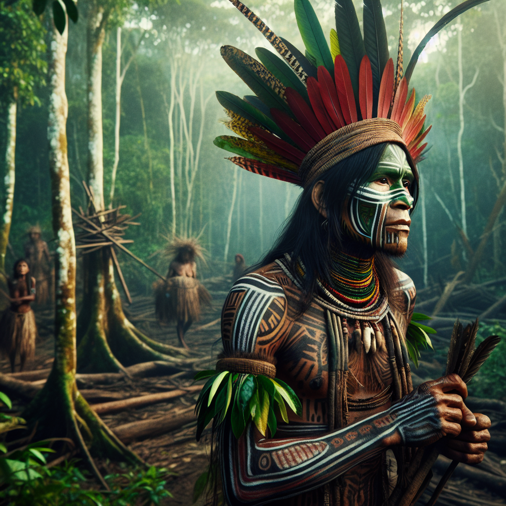 Kayapo people in the Amazon rainforest