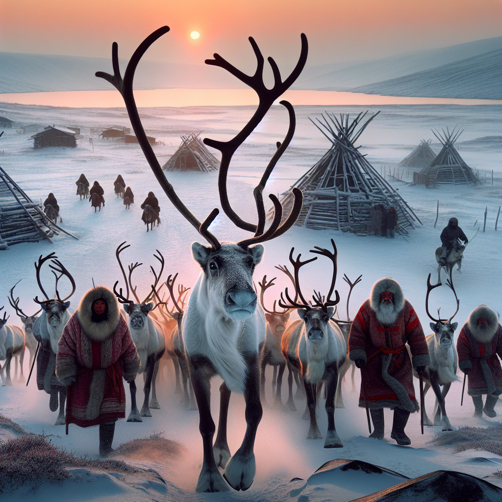 Nenets people with their reindeer