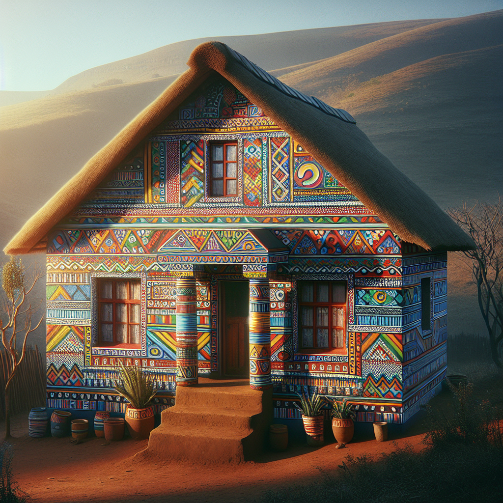 Ndebele women painting colorful house art