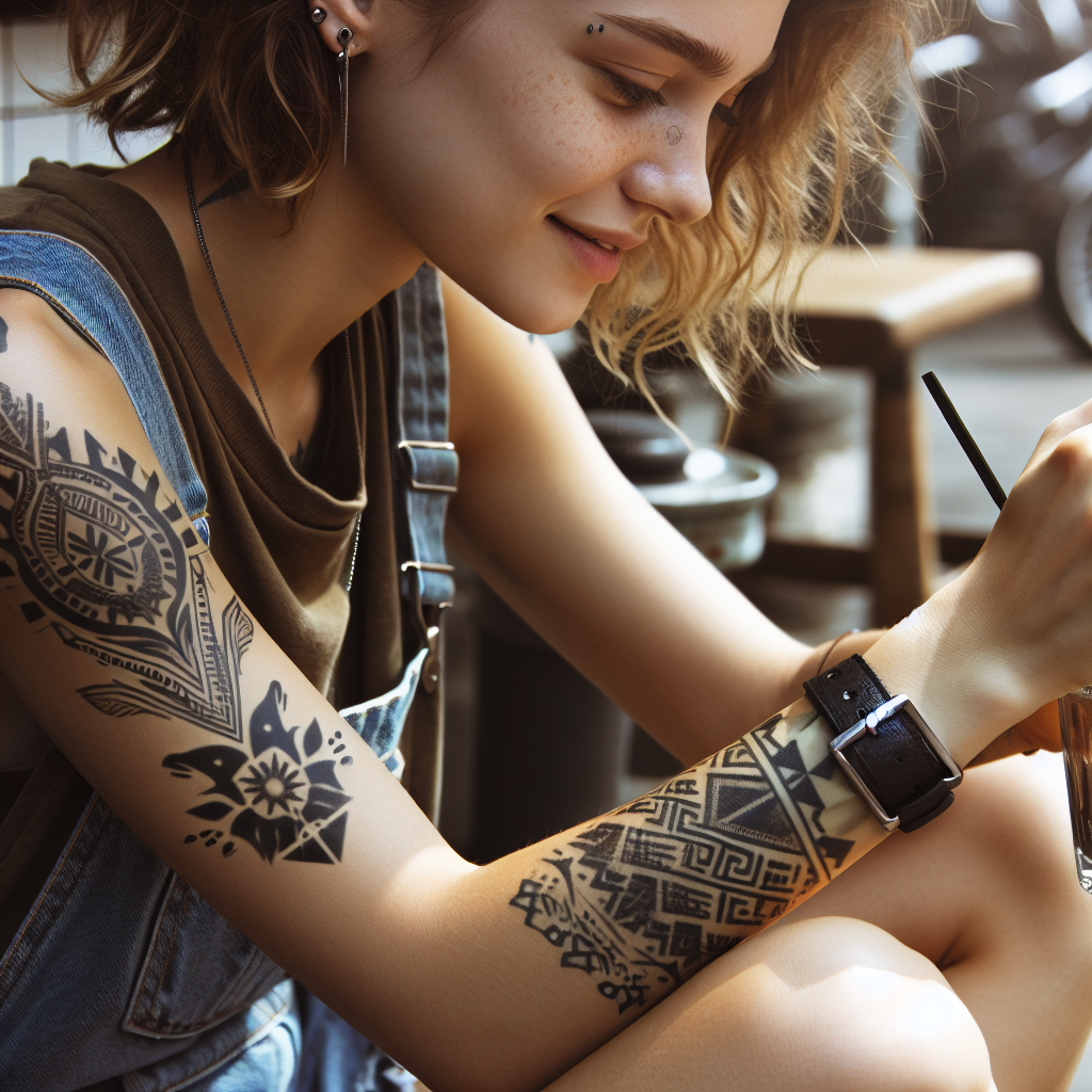 DIY temporary tribal tattoo on skin