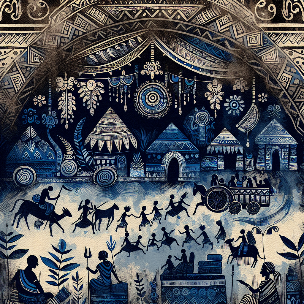 warli painting showcasing a tribal story