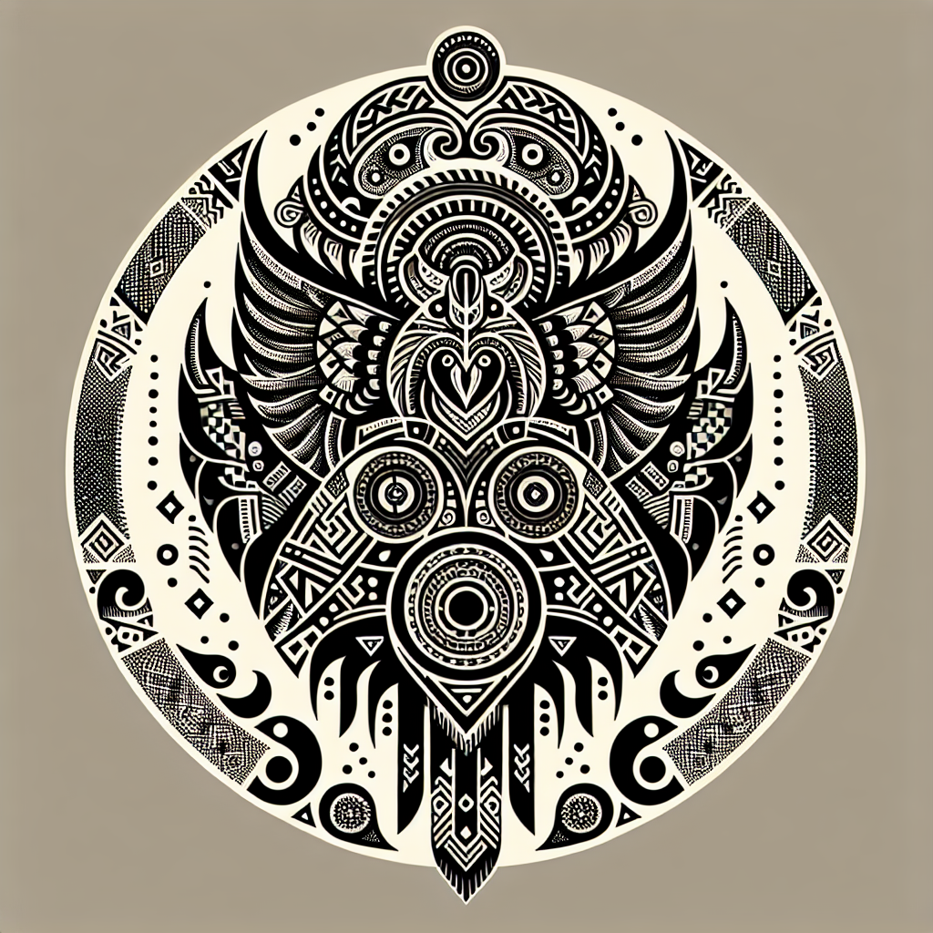 A stunning representation of Tuvan art featuring shamanic symbols