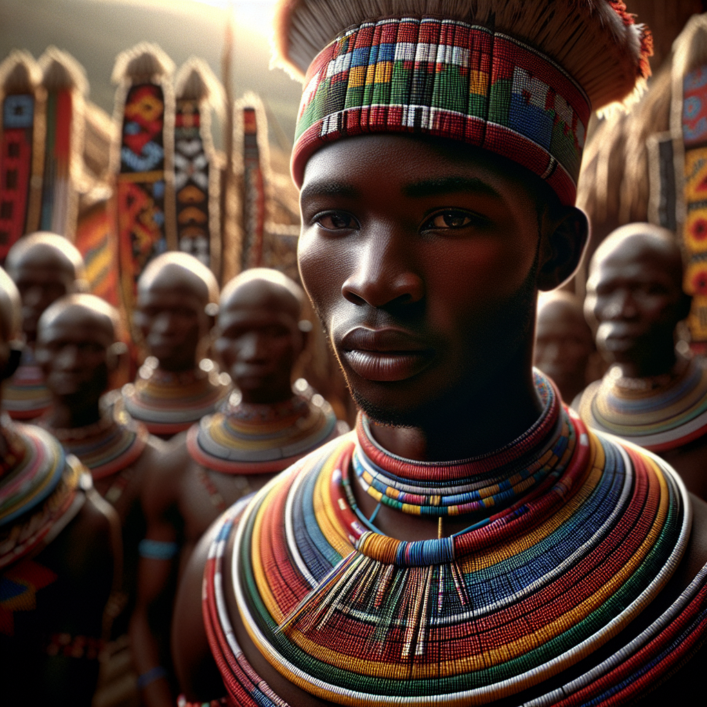 An example of Ndebele geometric art in vibrant colors