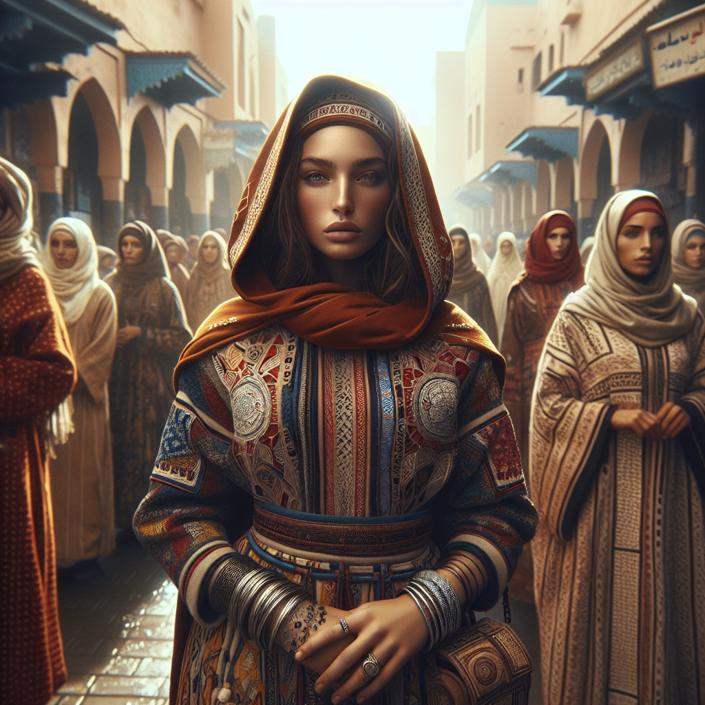 A group of Amazigh women showcasing their traditional clothing and crafts