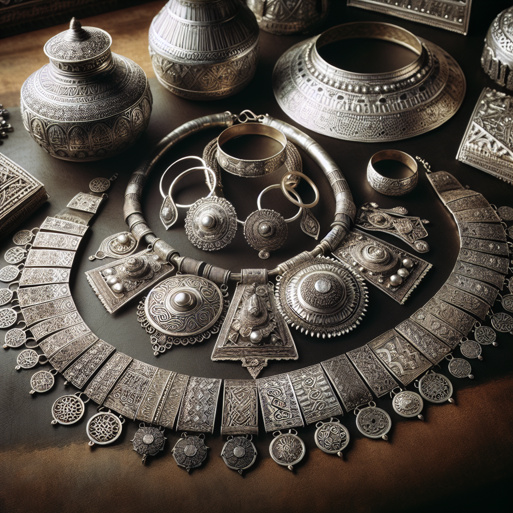 A beautiful collection of Amazigh silver jewelry laid out