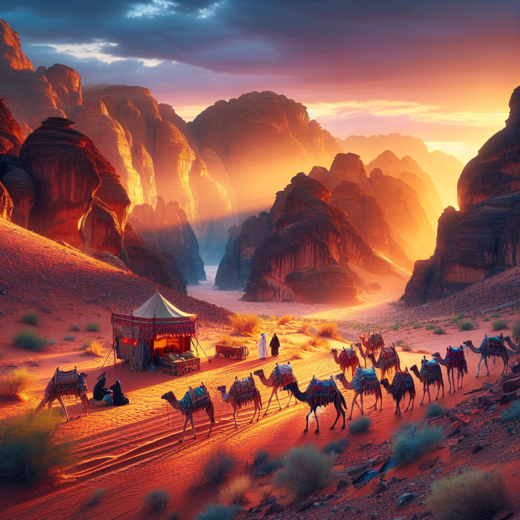 Breathtaking sunset view in Wadi Rum