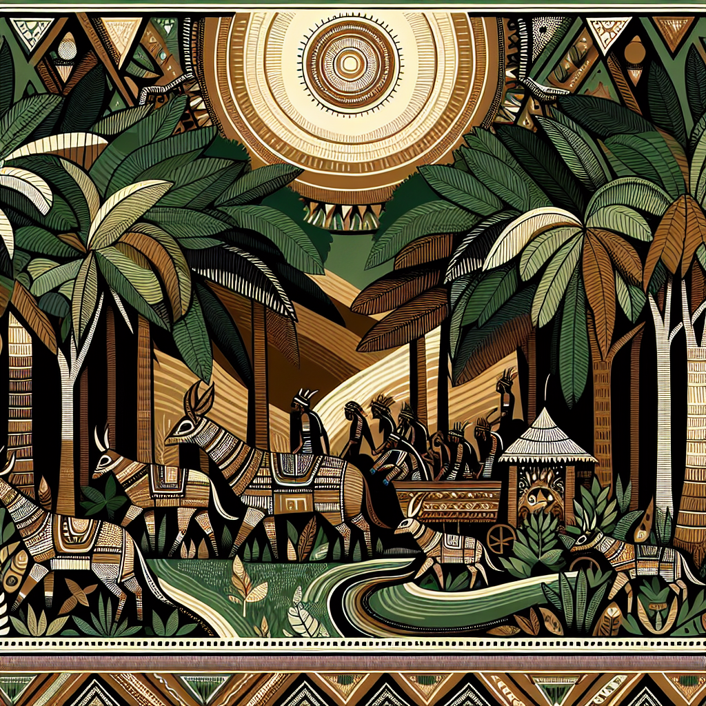 A Gond art painting showcasing vibrant colors and intricate patterns