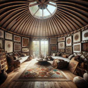 You can achieve a yurt-inspired vibe by combining felt art with other textures and forms. For an eye-catching focal poin