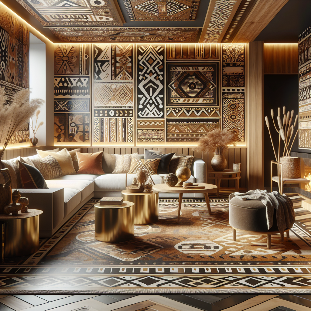 Ndebele inspired home decor showcasing bold colors and geometrical patterns