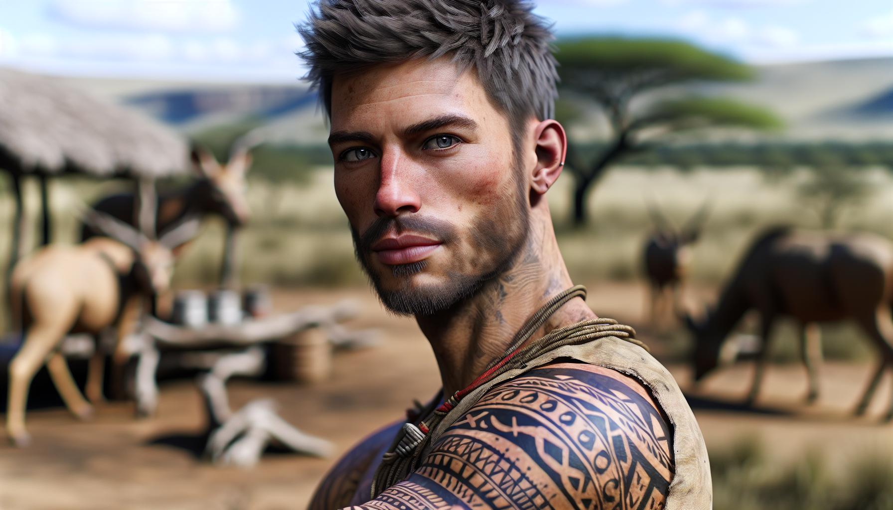 Zulu tribal tattoo showcasing traditional geometric patterns