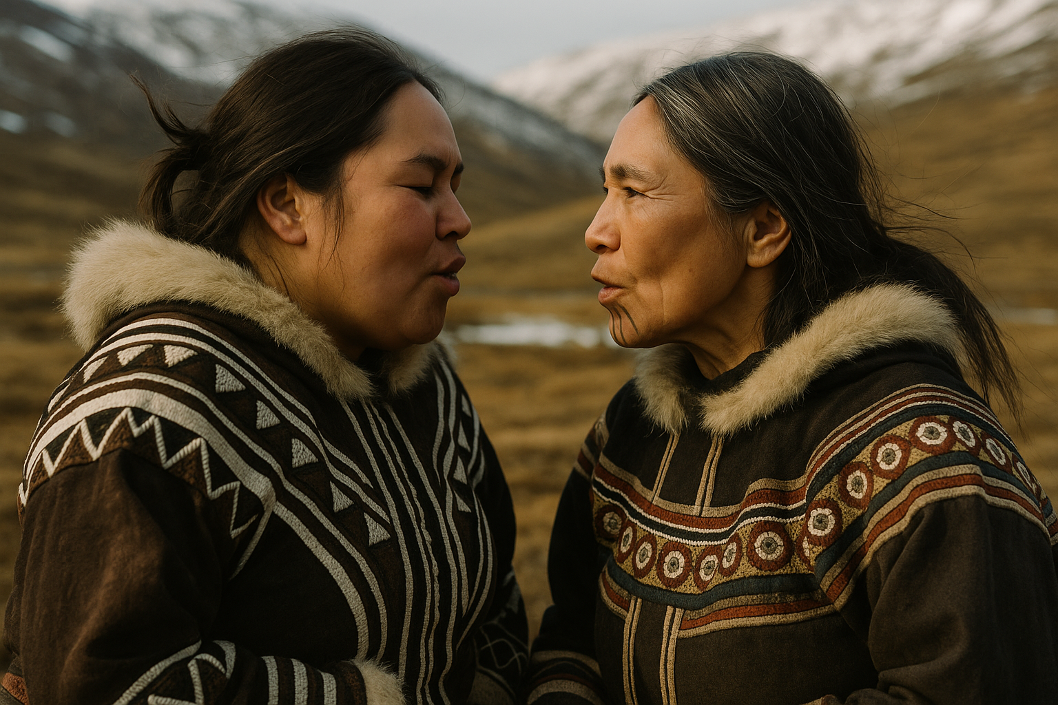Inuit Throat Singing: Nature's Playful Duel — tribal art