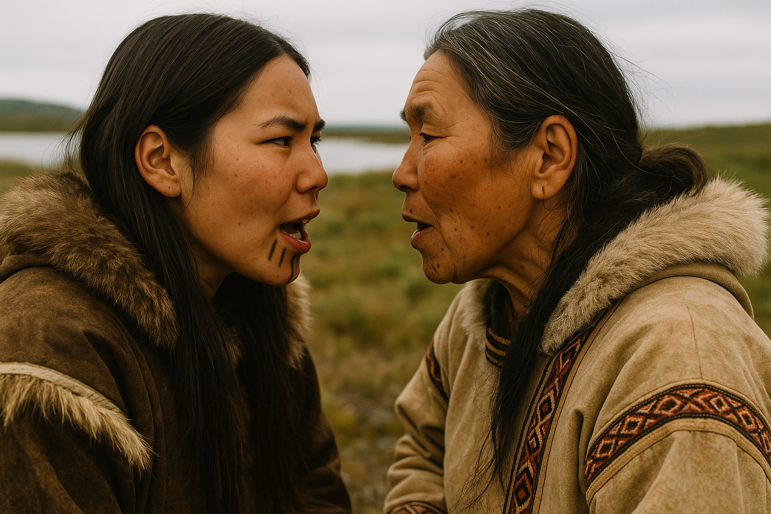 Inuit Throat Singing: Nature's Playful Duel — tribal art